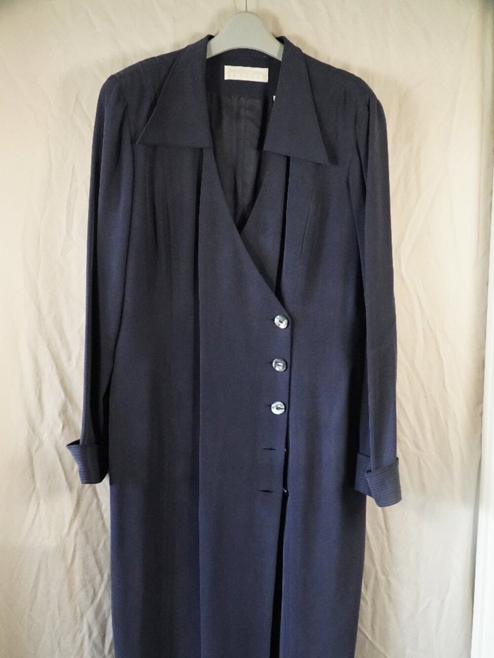 Vintage Dana Buchman black silk midi dress